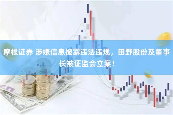 摩根证券 涉嫌信息披露违法违规，田野股份及董事长被证监会立案！