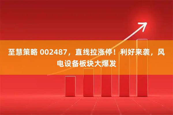 至慧策略 002487，直线拉涨停！利好来袭，风电设备板块大爆发