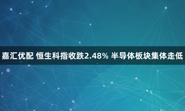 嘉汇优配 恒生科指收跌2.48% 半导体板块集体走低