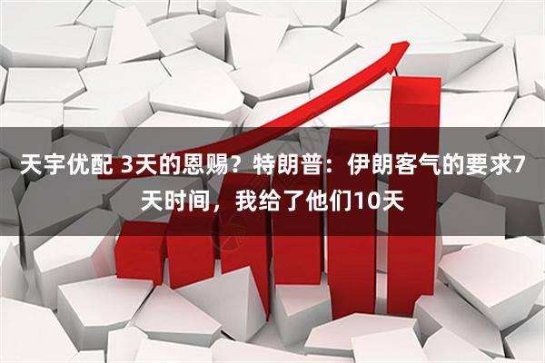 天宇优配 3天的恩赐？特朗普：伊朗客气的要求7天时间，我给了他们10天