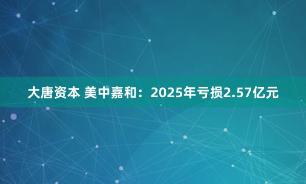 大唐资本 美中嘉和：2025年亏损2.57亿元