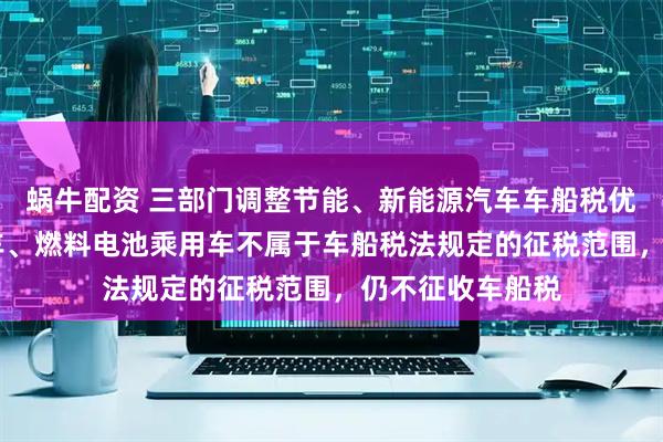 蜗牛配资 三部门调整节能、新能源汽车车船税优惠 纯电动乘用车、燃料电池乘用车不属于车船税法规定的征税范围，仍不征收车船税