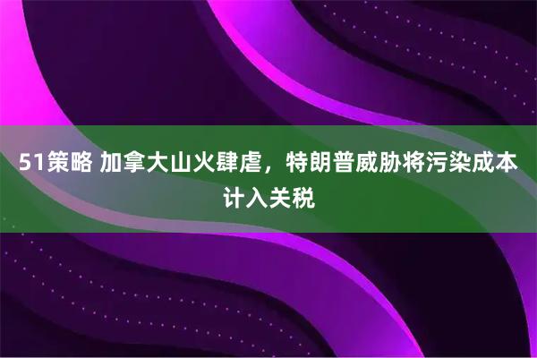51策略 加拿大山火肆虐,特朗普威胁将污染成本计入关税